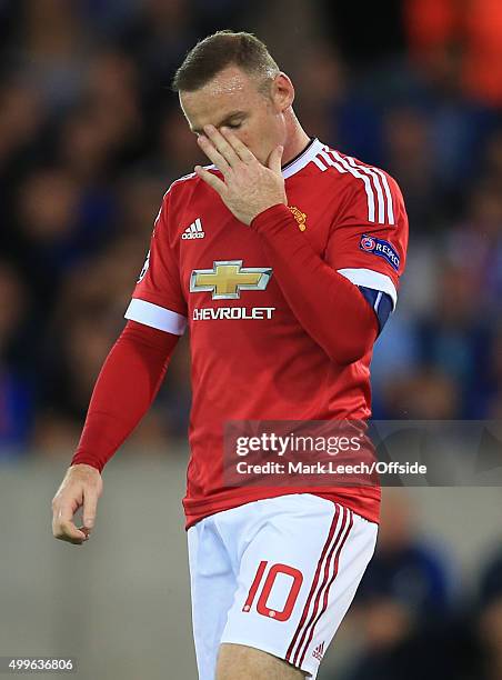 Wayne Rooney of Manchester United during the UEFA Champions League Qualifying Round Play Off Second Leg between Club Brugge and Manchester United on...