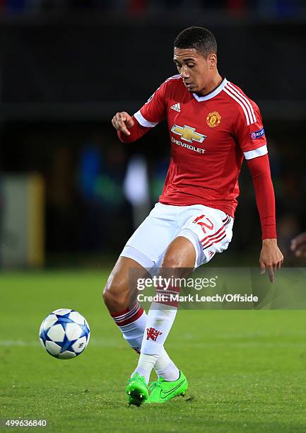 Chris Smalling of Manchester United during the UEFA Champions League Qualifying Round Play Off Second Leg between Club Brugge and Manchester United...