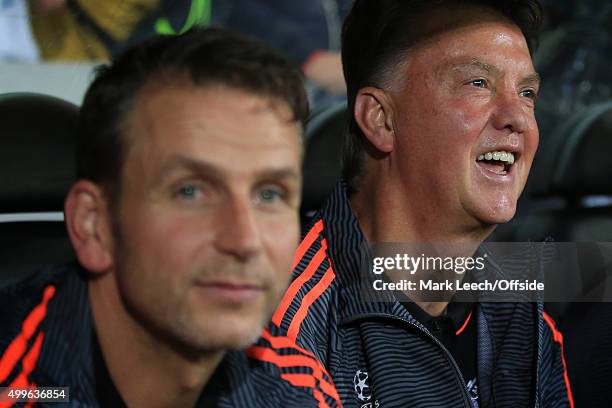 Louis van Gaal, Manager of Manchester United during the UEFA Champions League Qualifying Round Play Off Second Leg between Club Brugge and Manchester...