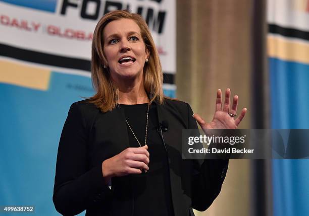 Television sportscaster Krista Voda speaks at the 16th DAYTONA Rising NASCAR Motorsports Marketing Forum at The Mirage Hotel & Casino on December 2,...