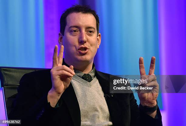 Sprint Cup Series champion Kyle Busch speaks at the 16th DAYTONA Rising NASCAR Motorsports Marketing Forum at The Mirage Hotel & Casino on December...