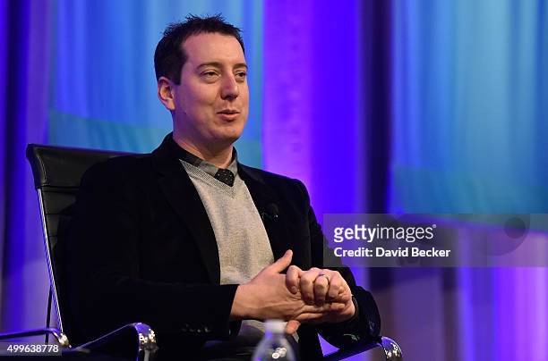 Sprint Cup Series champion Kyle Busch speaks at the 16th DAYTONA Rising NASCAR Motorsports Marketing Forum at The Mirage Hotel & Casino on December...
