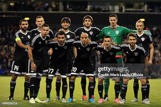 The FK Qarabag starting lineup during the UEFA Europa League match between Tottenham Hotspur FC and Qarabag FK on September 17, 2015 in London,...