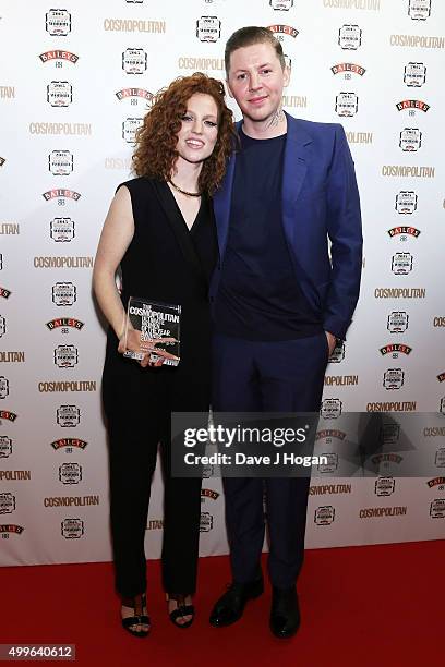 Jess Glynne and Professor Green pose for a photo with the award for Solo Artist during the Cosmopolitan Ultimate Women Of The Year Awards at One...