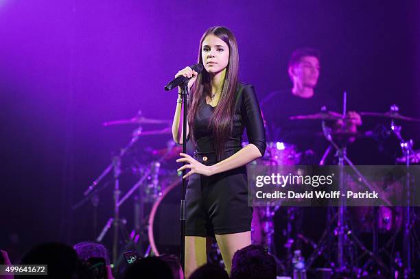 Marina Kaye performs at Le Trianon on December 2, 2015 in Paris, France.