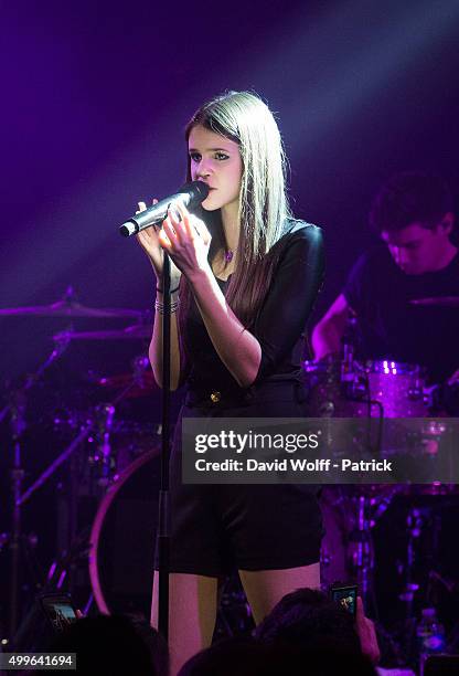 Marina Kaye performs at Le Trianon on December 2, 2015 in Paris, France.