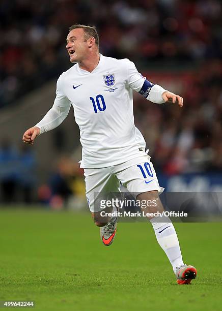 Wayne Rooney of England during the UEFA EURO 2016 Group E qualifying match between England and Switzerland at Wembley Stadium on September 8, 2015 in...
