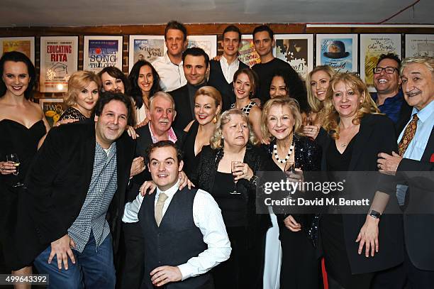 The cast of "Funny Girl" including Sheridan Smith and Darius Campbell pose with producers David Babani and Sonia Friedman at the press night after...