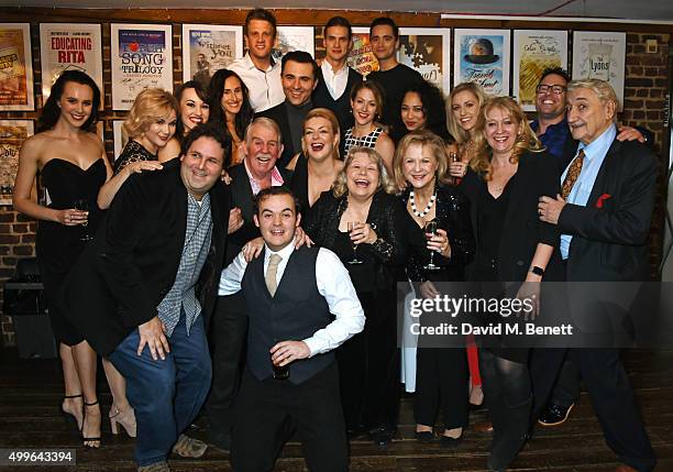 The cast of "Funny Girl" including Sheridan Smith and Darius Campbell pose with producers David Babani and Sonia Friedman at the press night after...