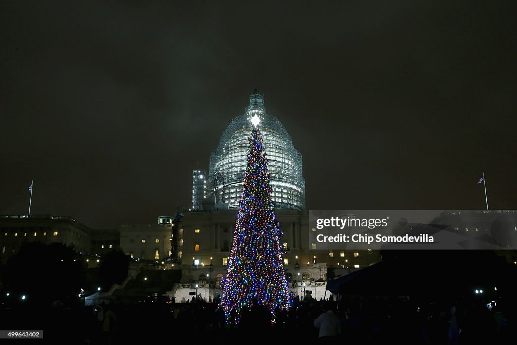 Ceremony Held For Annual Lighting Of Capitol Hill Christmas Tree