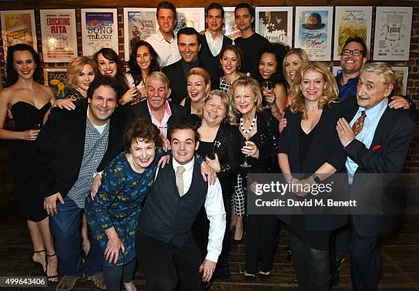 The cast of "Funny Girl" including Sheridan Smith and Darius Campbell pose with producers David Babani and Sonia Friedman at the press night after...