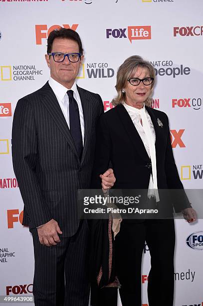 Fabio Capello and Laura Ghisi attends the Fox Channels Party at Palazzo Del Ghiaccio on December 2, 2015 in Milan, Italy.