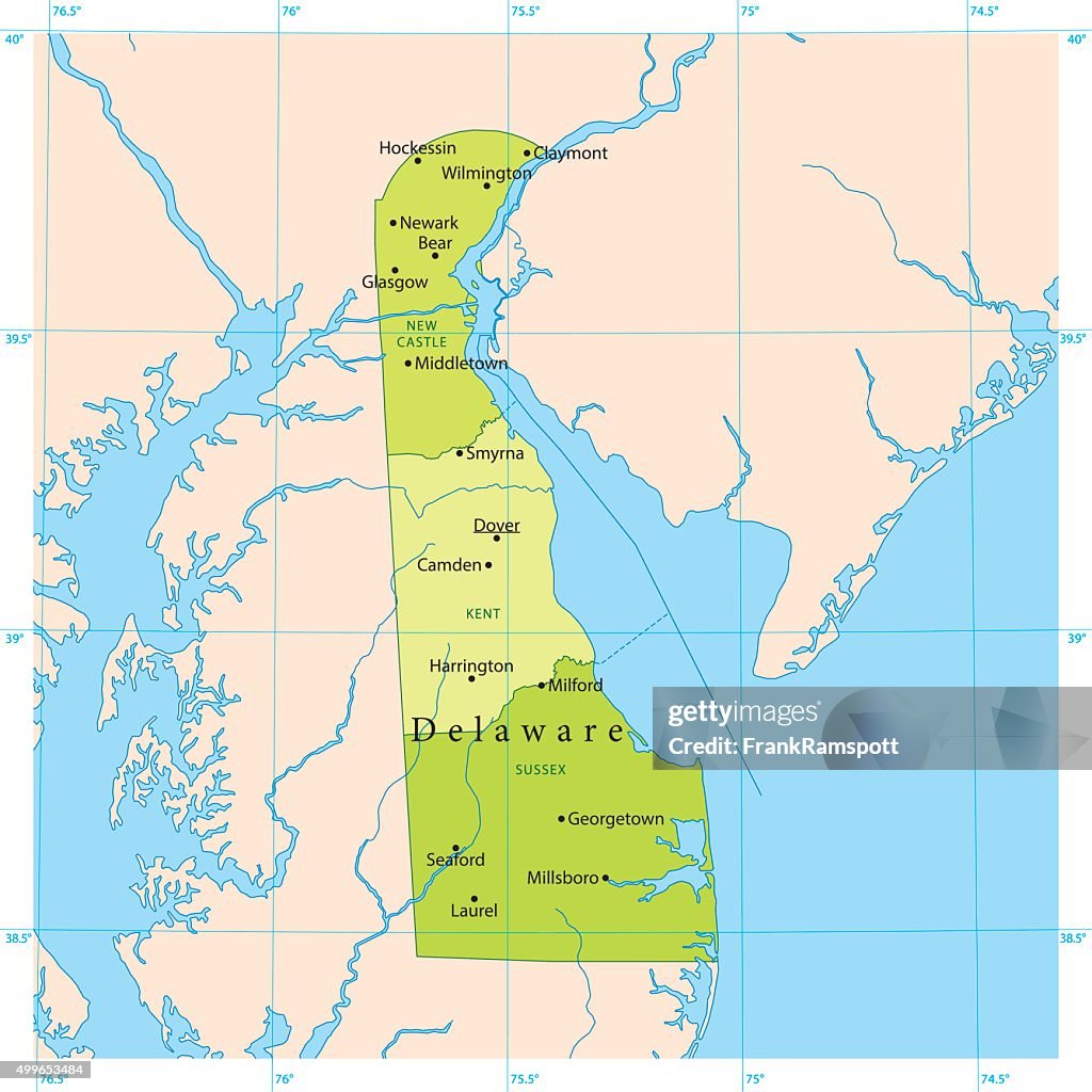 Vector de mapa de Delaware