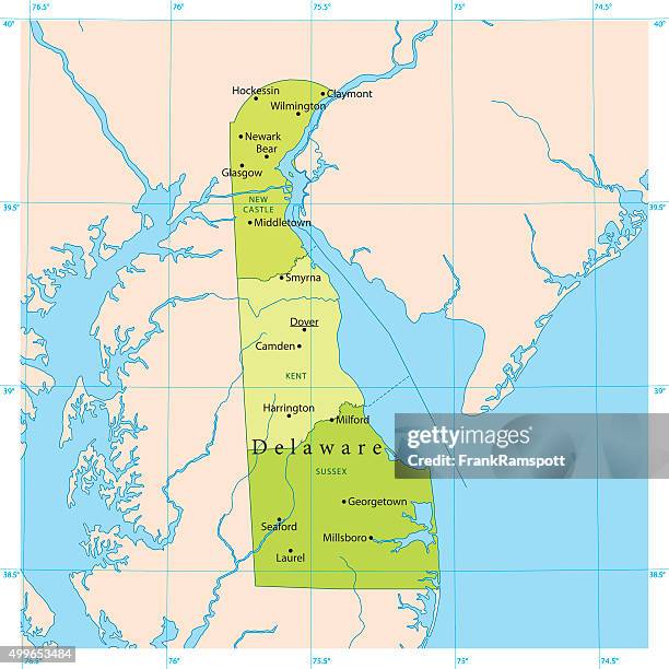 ilustrações de stock, clip art, desenhos animados e ícones de delaware vetor mapa - delaware