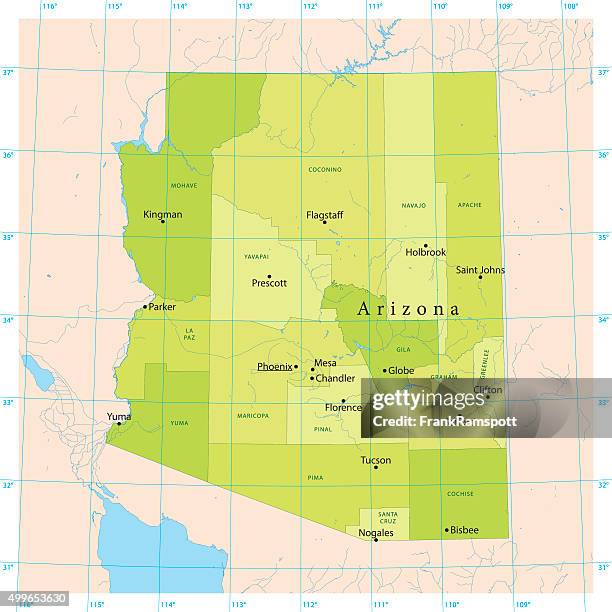 arizona vector map - lake mead arizona stock illustrations