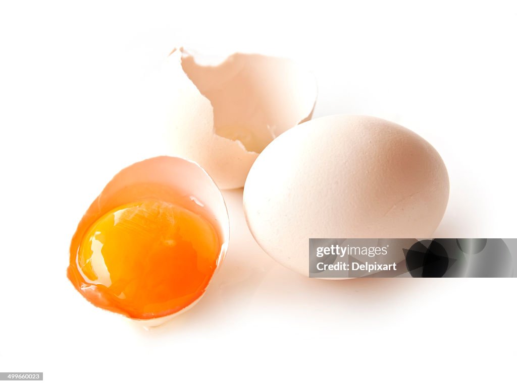 Raw eggs  isolated on white background