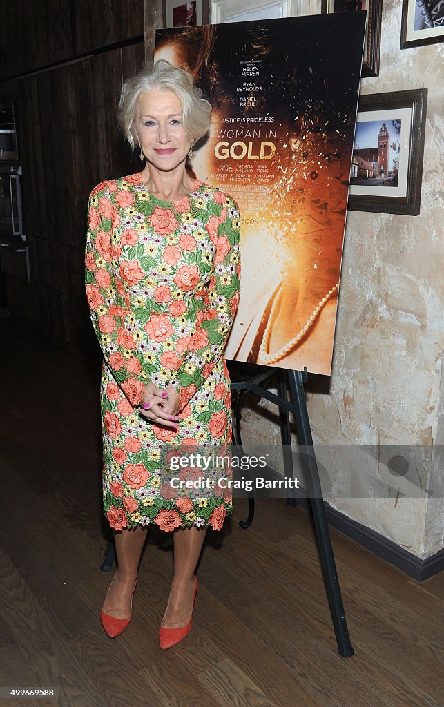 Helen Mirren/WOMAN IN GOLD Cocktail reception At Elyx House New York