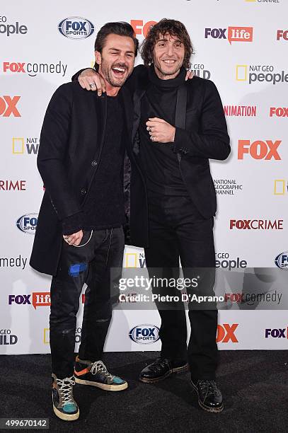 Tommy V and Giuseppe Cruciani attends the Fox Channels Party at Palazzo Del Ghiaccio on December 2, 2015 in Milan, Italy.