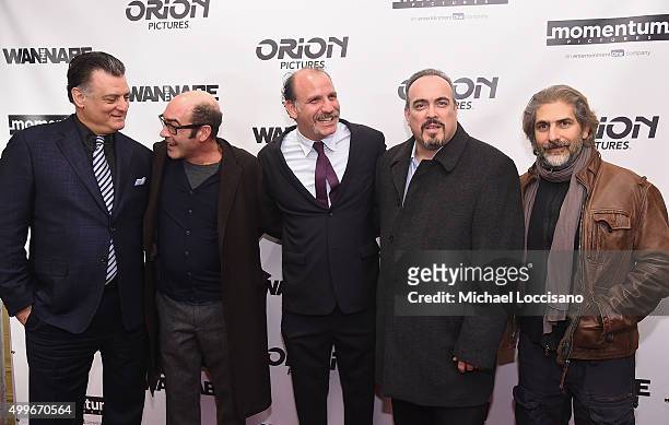Joseph Siravo, Johnny Ventimiglia, Nick Sandow, David Zayas and Michael Imperioli attend "The Wannabe" New York premiere at Crosby Street Hotel on...