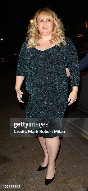 Rebel Wilson attending the Cosmopolitan awards on December 2, 2015 in London, England.