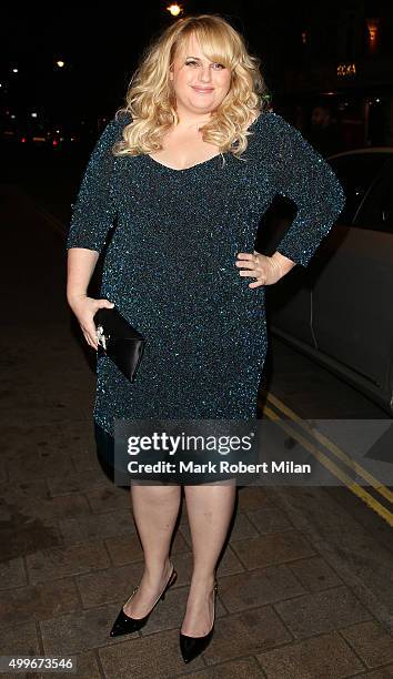 Rebel Wilson attending the Cosmopolitan awards on December 2, 2015 in London, England.