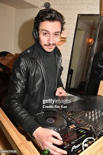 Comedian/DJ Sacha Dahan performs during the 'French Kiss' hosted by In The LooK For Mood show cocktail at Atelier des Artistes on December 2, 2015 in...