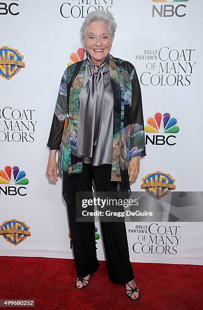 Actress Lee Meriwether arrives at the premiere of Warner Bros. Television's "Dolly Parton's Coat Of Many Colors" at the Egyptian Theatre on December...