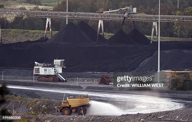 To go with Climate-warming-UN-COP21-Australia-coal,FEATURE by Madeleine Coorey A photo taken on November 18 shows a coal mine in Bulga the Hunter...