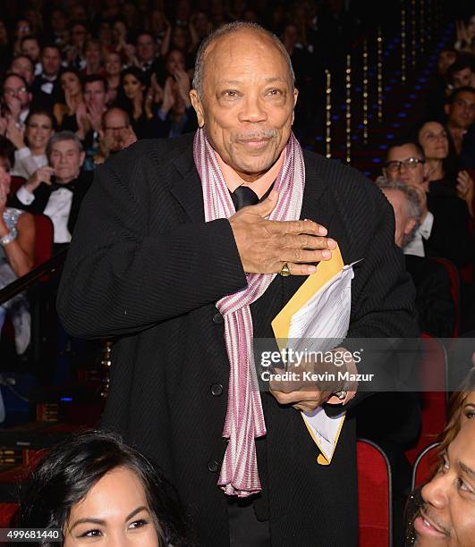 Quincy Jones attends "Sinatra 100: An All-Star GRAMMY Concert" celebrating the late Frank Sinatra's 100th birthday at the Encore Theater at Wynn Las...