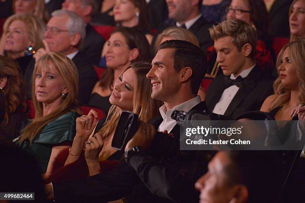 Model Behati Prinsloo and singer Adam Levine attend "Sinatra 100: An All-Star GRAMMY Concert" celebrating the late Frank Sinatra's 100th birthday at...