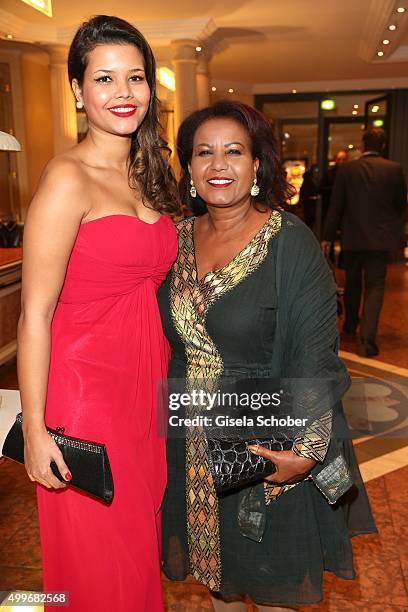 Almaz Boehm, widow of Karlheinz Boehm and her daughter Aida Boehm attend the Audi Generation Award 2015 at Hotel Bayerischer Hof on December 2, 2015...