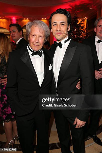 Bernd Herzsprung and his son Marvin Eckerle attend the Audi Generation Award 2015 at Hotel Bayerischer Hof on December 2, 2015 in Munich, Germany.