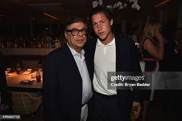 Bob Colacello and Vito Schnabel attend the Vanity Fair And NSU Art Museum's Private Dinner Hosted By Bob Colacello And Bonnie Clearwater In Honor Of...