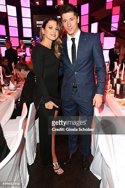 Robert Lewandowski and his wife Anna Lewandowski attend the Audi Generation Award 2015 at Hotel Bayerischer Hof on December 2, 2015 in Munich,...