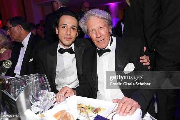 Bernd Herzsprung and his son Marvin Eckerle attend the Audi Generation Award 2015 at Hotel Bayerischer Hof on December 2, 2015 in Munich, Germany.