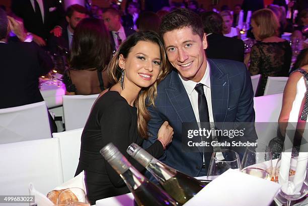 Robert Lewandowski and his wife Anna Lewandowski attend the Audi Generation Award 2015 at Hotel Bayerischer Hof on December 2, 2015 in Munich,...