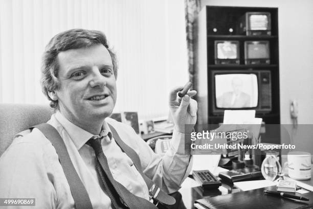 English television executive and controller of BBC One Michael Grade in his London office on 28th February 1986.