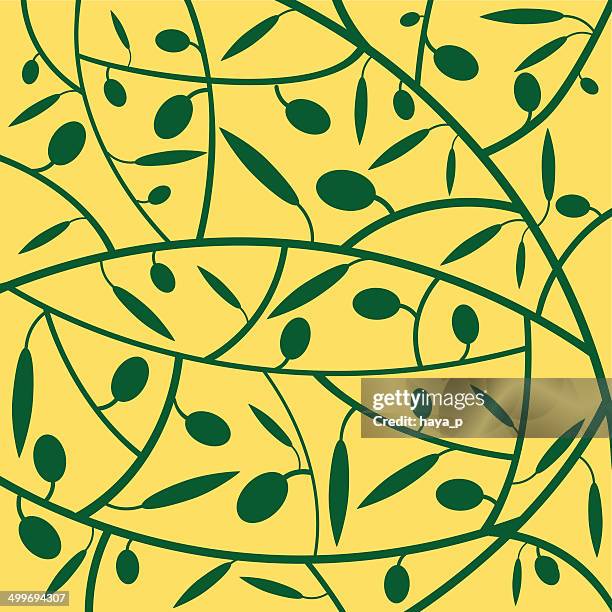 olive branch silhouette auf gelbe hintergrund - olive tree stock-grafiken, -clipart, -cartoons und -symbole