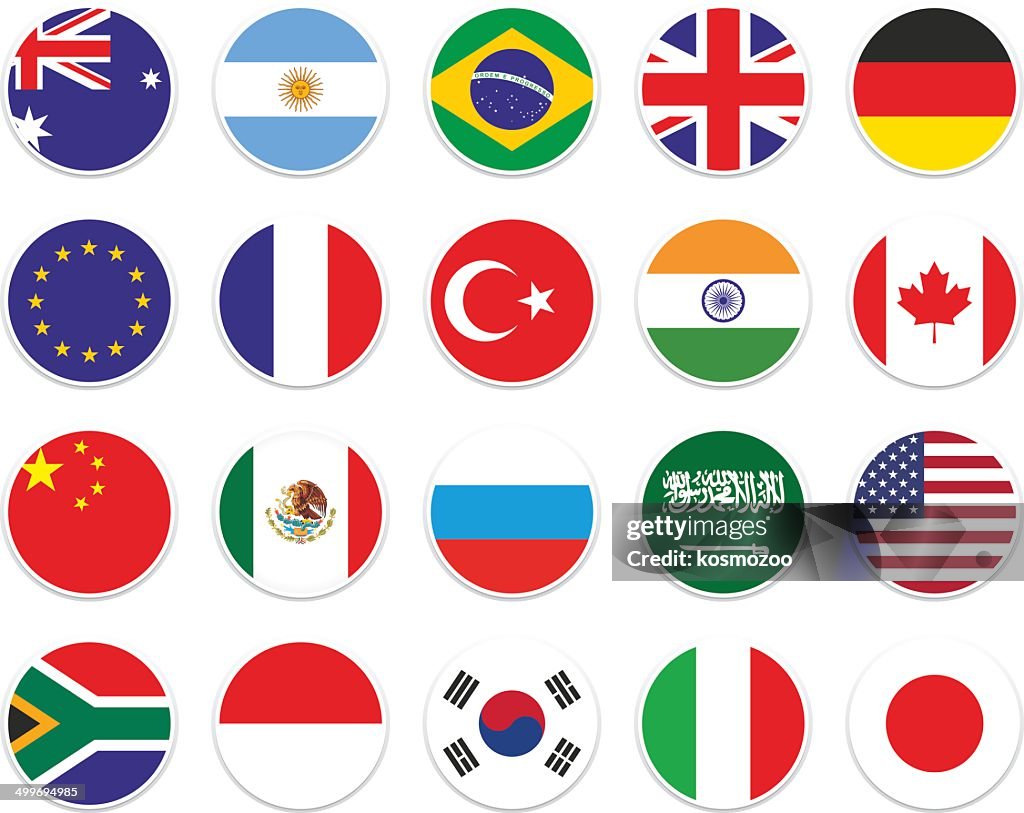 Impostare G-20 cerchio bandiera