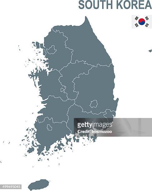 detaillierte karte von südkorea - korea stock-grafiken, -clipart, -cartoons und -symbole