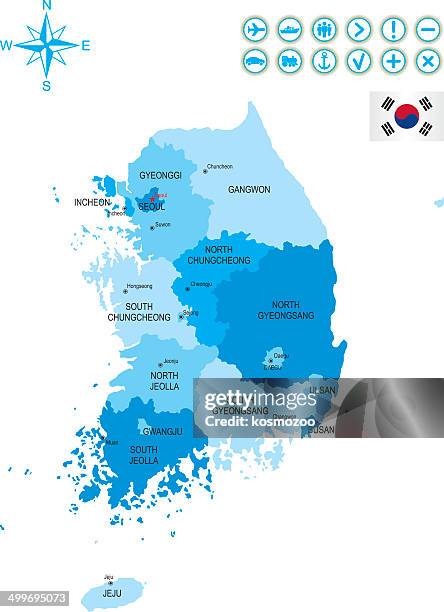 ilustrações de stock, clip art, desenhos animados e ícones de mapa detalhado da coreia do sul - província de gauteng