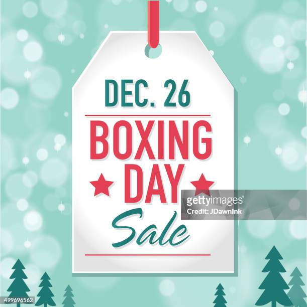 boxing day sale advertisement with label and bokeh background - boxing day stock illustrations