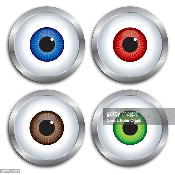 ilustraciones, imágenes clip art, dibujos animados e iconos de stock de bastidor eyeballs plata - ojos rojos