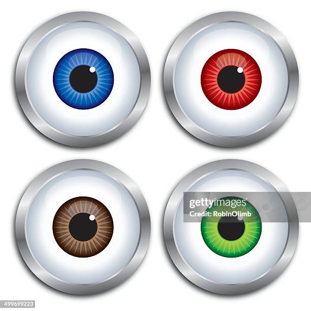 silver frame eyeballs - brown eyes stock illustrations