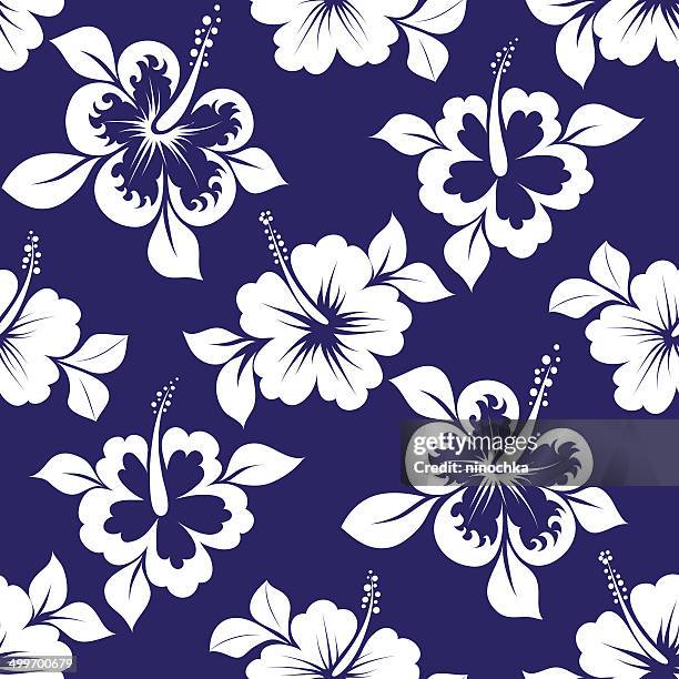 hibiskus seamless pattern - hibiscus flower pattern stock illustrations