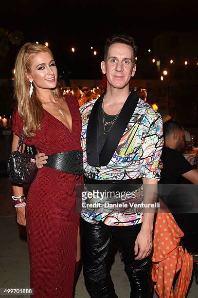 Paris Hilton and Jeremy Scott attend Jeremy Scott Art Basel Party at the Surf Lodge At The Hall on December 2, 2015 in Miami Beach, Florida.