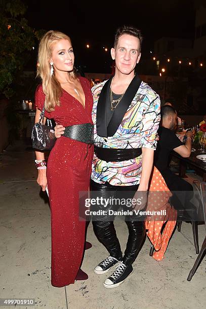 Paris Hilton and Jeremy Scott attend Jeremy Scott Art Basel Party at the Surf Lodge At The Hall on December 2, 2015 in Miami Beach, Florida.