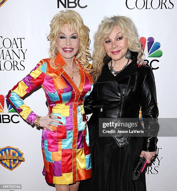 Dolly Parton and Stella Parton attend the premiere of "Dolly Parton's Coat Of Many Colors" at the Egyptian Theatre on December 2, 2015 in Hollywood,...