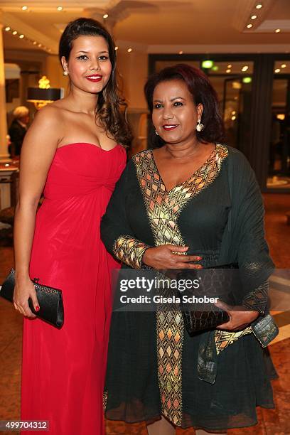 Almaz Boehm, widow of Karlheinz Boehm and her daughter Aida Boehm attend the Audi Generation Award 2015 at Hotel Bayerischer Hof on December 2, 2015...