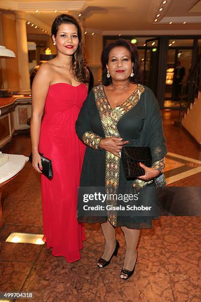 Almaz Boehm, widow of Karlheinz Boehm and her daughter Aida Boehm attend the Audi Generation Award 2015 at Hotel Bayerischer Hof on December 2, 2015...